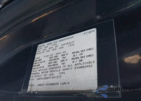 1996 Chevrolet G10 from USA, damaged, VIN 1GBFG15M8T1041213